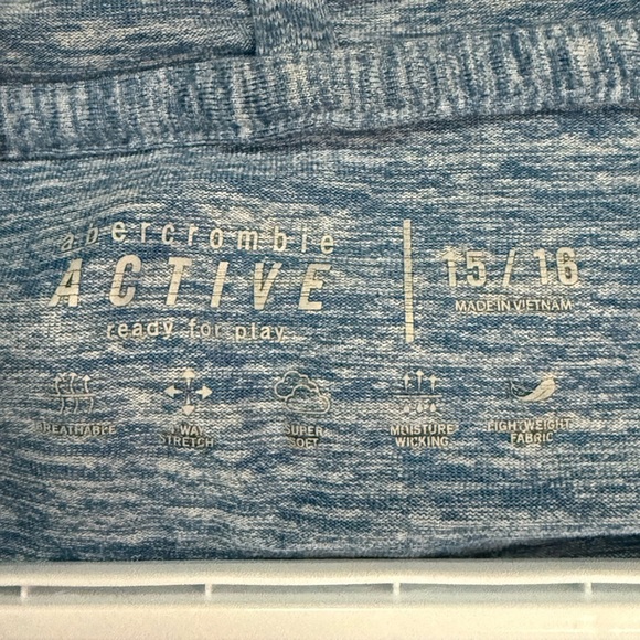 Blue Heathered Short Sleeve Hoodie Abercrombie - Picture 6 of 6